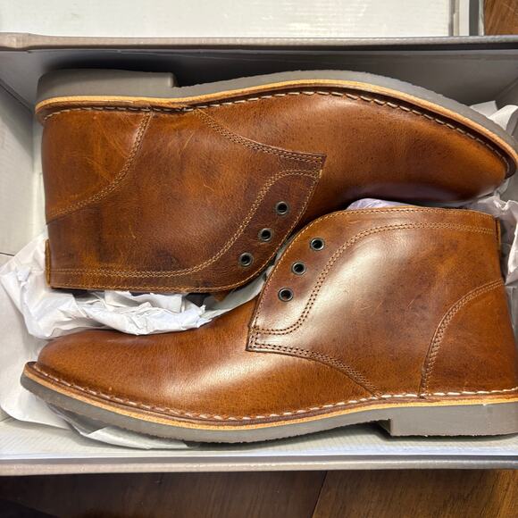 Crown Vintage Men Casper Chukka Boots 10 Cognac Tan NWT Lace Up Oxford Leather - Picture 11 of 11